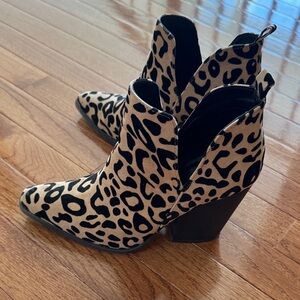 Leopard Print Ankle Boots size 8